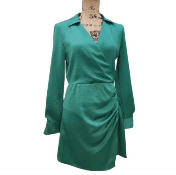 black and lime green dress Lime Green Satin Draped Dress with Silver Embroidery S main image 0